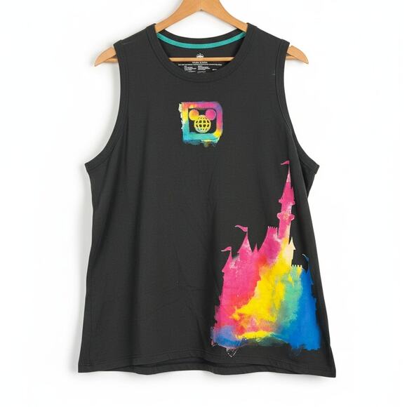 Disney Womens XL Rainbow Colorful Disneycore Vacation Castle Epcot Graphic Tank - Picture 1 of 7